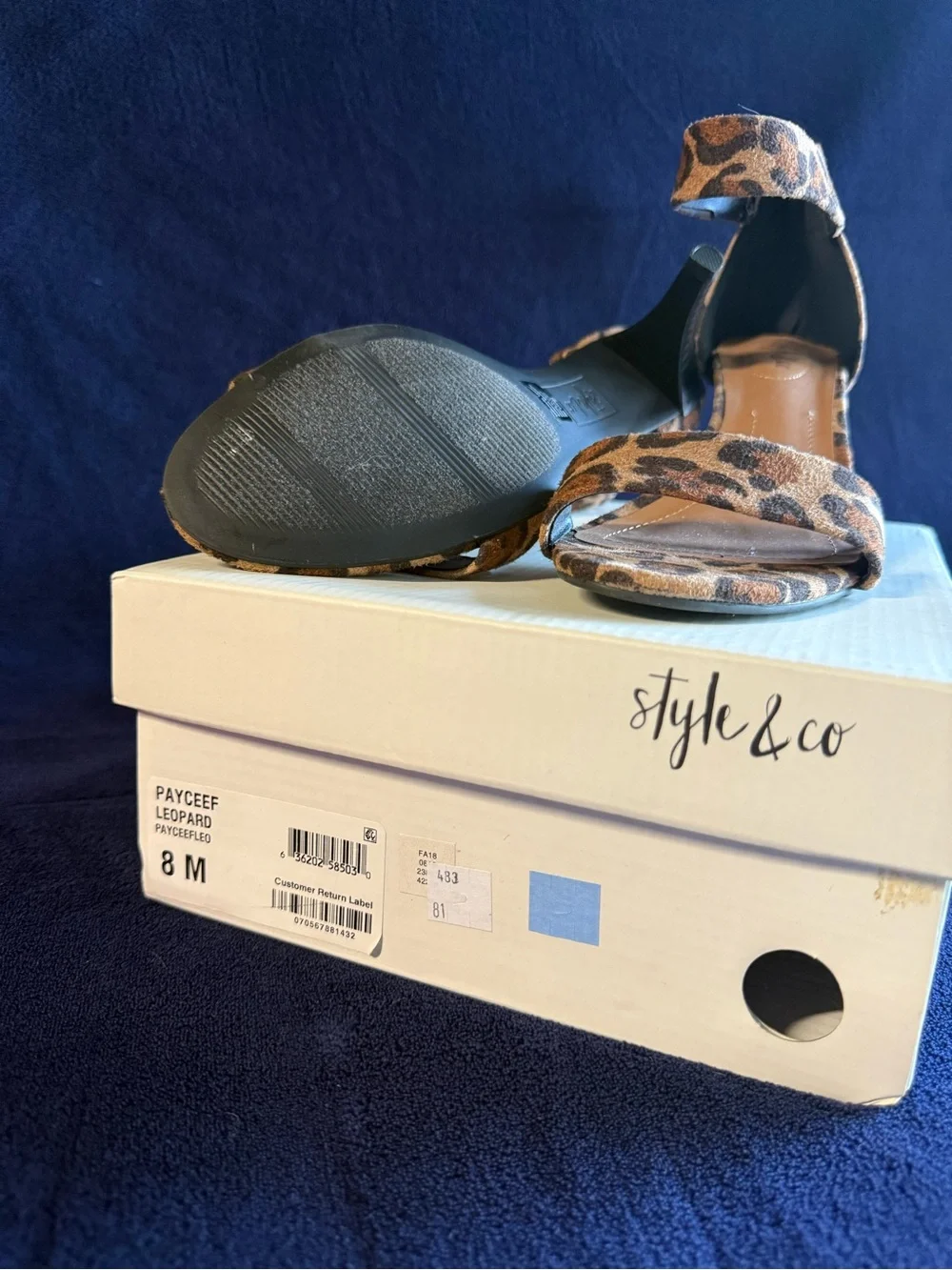 Style & Co. Leopard Print Ankle Strap Heels in Brown and Black